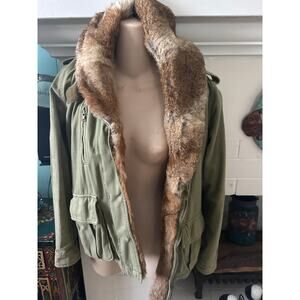 VINTAGE JAPANESE ARMY UTILITY JACKET FUR & SHEARLING LINED, HOODED S